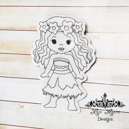 Coloring doll Flat Princess M  ITH Embroidery design file