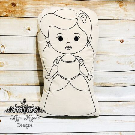 Doodle coloring doll Princess A  ITH Embroidery file