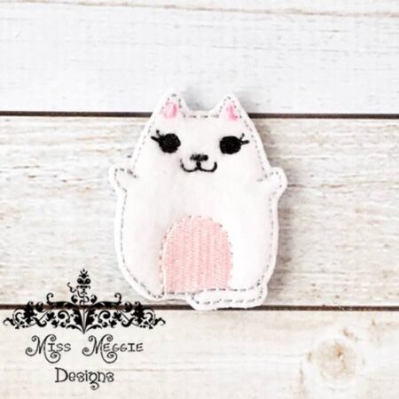 Happy Fat Cat Bean Kitty feltie ITH Embroidery design file