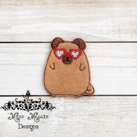Pug dog heart glasses valentine  feltie ITH Embroidery design