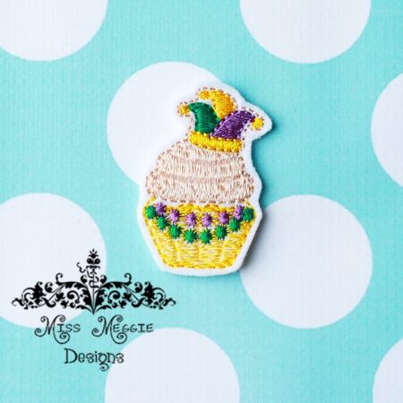Mardi Gras Cupcake Sweet feltie ITH Embroidery design file