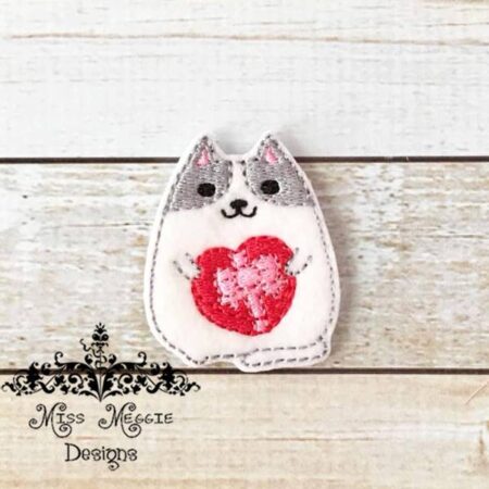 Cat bean Kitty Valentine Chocolate  feltie ITH Embroidery design