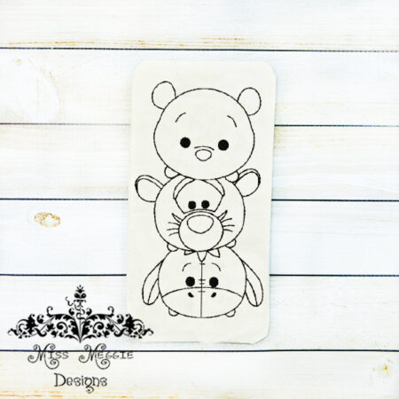 Doodle doll coloring stuffie stacked Pooh  ITH Embroidery file