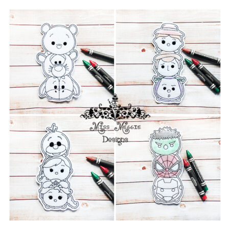 Stacked puffs flat coloring dolls ITH Embroidery design file