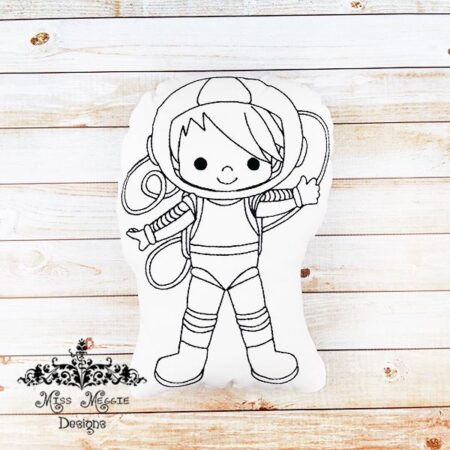 Doodle coloring doll Astronaut space  Embroidery file