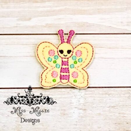 Spring fancy Butterfly 2 Bug feltie ITH Embroidery design