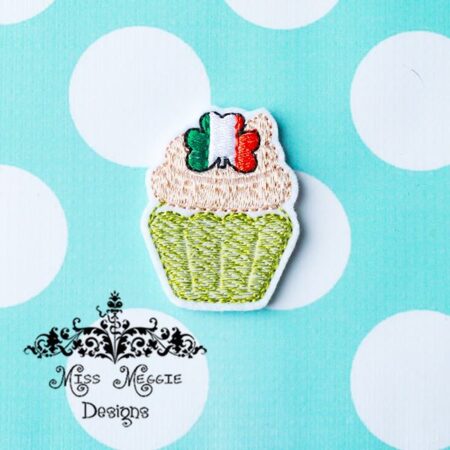 Ireland Irish Flag st patrick day cupcake feltie ITH Embroidery