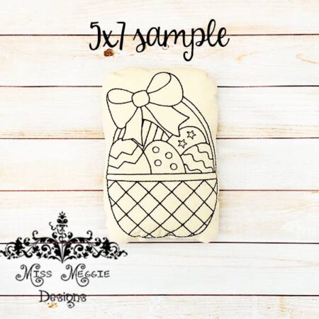 Doodle coloring doll Easter Basket Eggs Embroidery file
