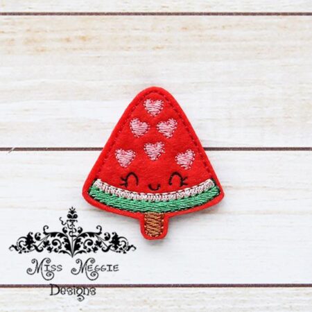 Watermelon Pop Summer Hearts feltie ITH Embroidery design file