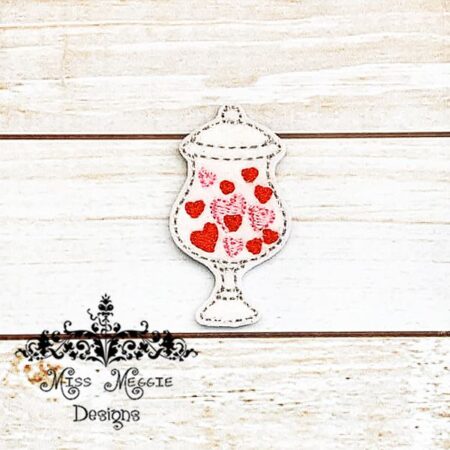 Candy Jar Hearts Valentine feltie ITH Embroidery design file