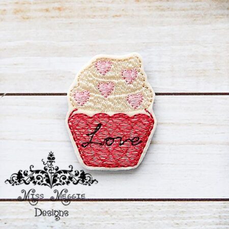 Love Valentine Hearts Cupcake  feltie ITH Embroidery design