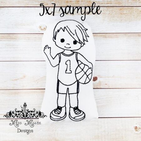 Doodle coloring doll basketball boy  Embroidery file