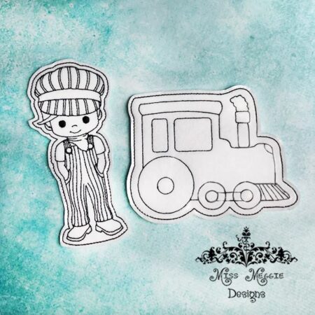 Train Conductor FLAT coloring doll set ITH Embroidery design
