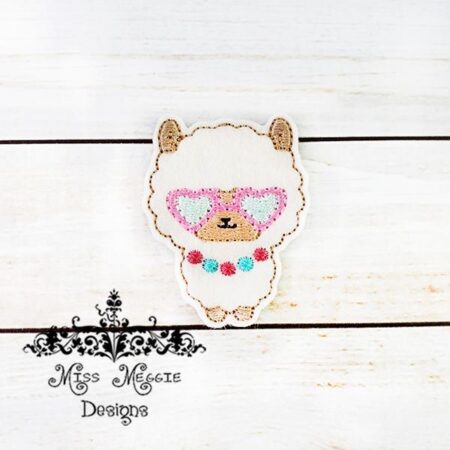 Llama Alpaca Heart Glasses feltie ITH Embroidery design file
