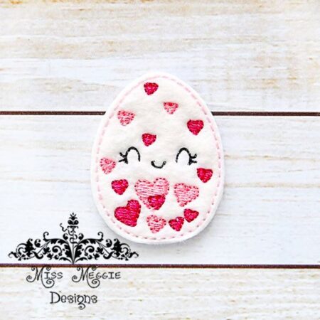 Love hearts kawaii Egg  feltie ITH Embroidery design file