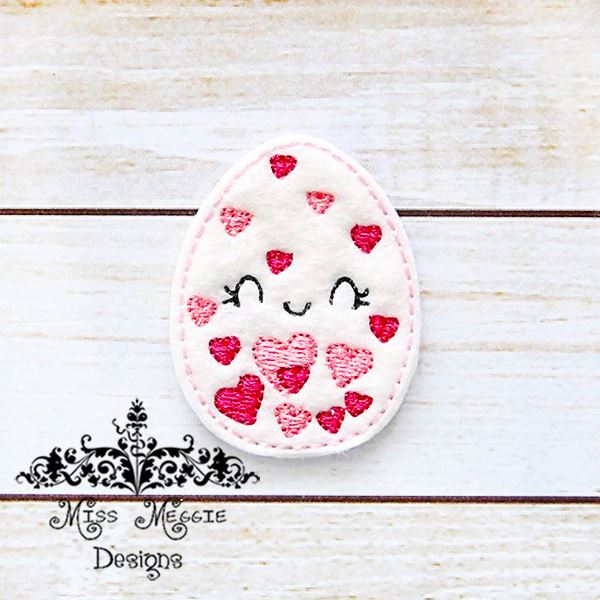 Love Hearts Kawaii Egg Feltie Ith Embroidery Design File Miss Meggie Designs 4245