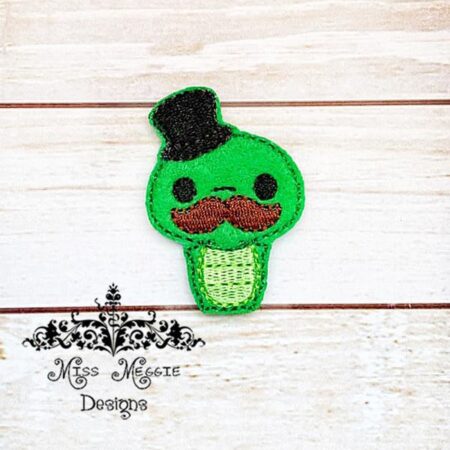 Mustache Turtle top hat  feltie ITH Embroidery design file