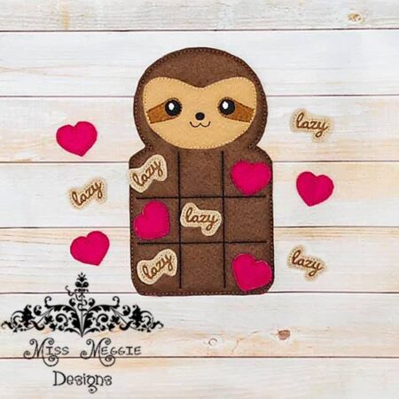 Sloth Lazy Love  TTT Tic Tac Toe set ITH Embroidery design file