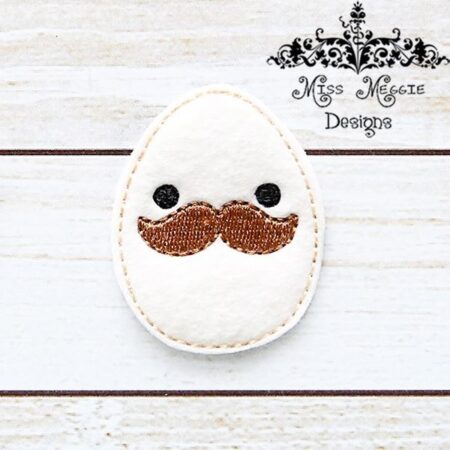 Mustache kawaii Egg  feltie ITH Embroidery design file