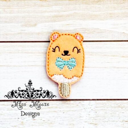 Popsicle Bear sweet teddy bear feltie ITH Embroidery design file