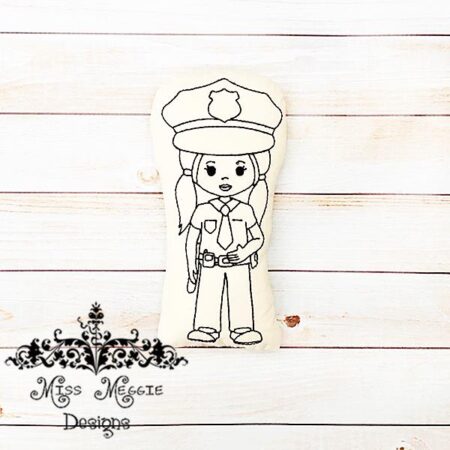 Doodle coloring doll Police Girl Woman ITH Embroidery file