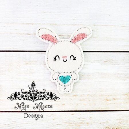 Spring Bunny Rabbit heart feltie ITH Embroidery design file