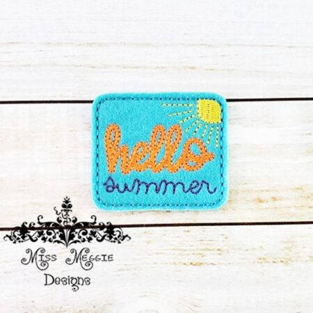 Hello Summer Beach Sun  feltie ITH Embroidery design file