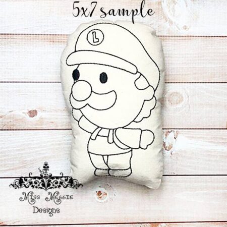 Doodle coloring doll Plumber Brother ITH Embroidery design file