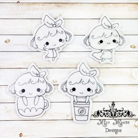 Lolly Girl Cuties flat coloring doll set ITH Embroidery design