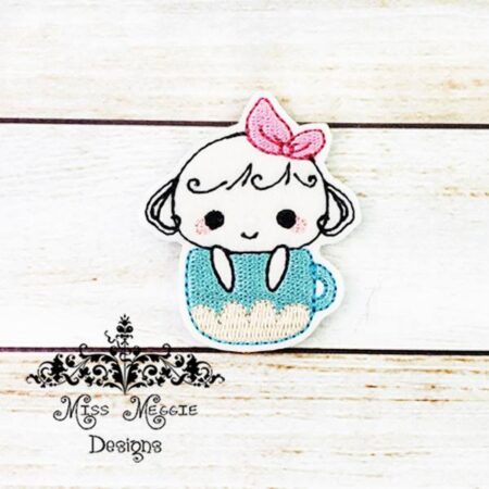 Lolly Girl Coffee Mug Tea Cup feltie ITH Embroidery design file