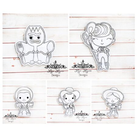 Toy Friends set 1 coloring dolls ITH Embroidery design