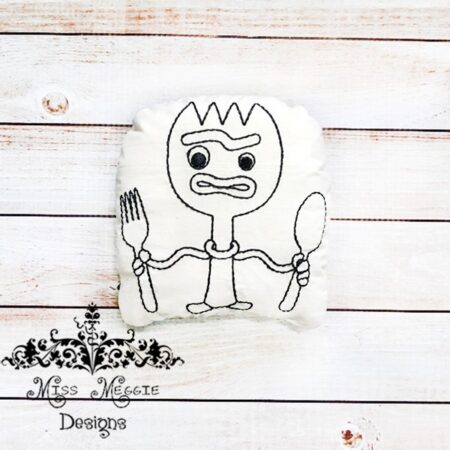 Doodle coloring doll Toy Fork Spork Embroidery file