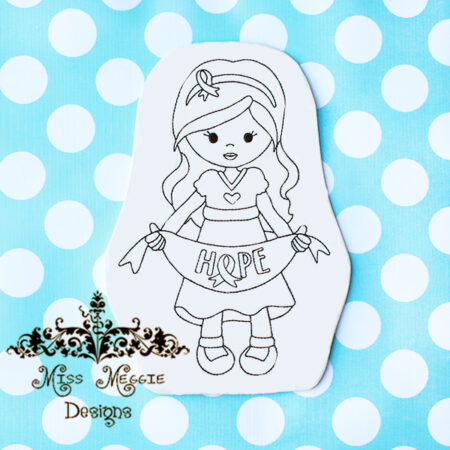 Doodle coloring doll stuffie Cancer Hope doll Embroidery file