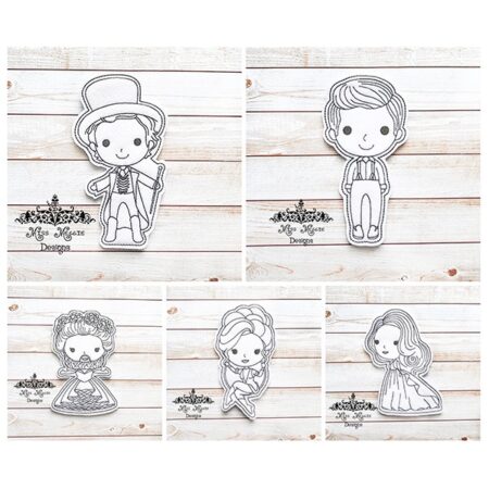 Greatest Circus flat set coloring dolls ITH Embroidery design