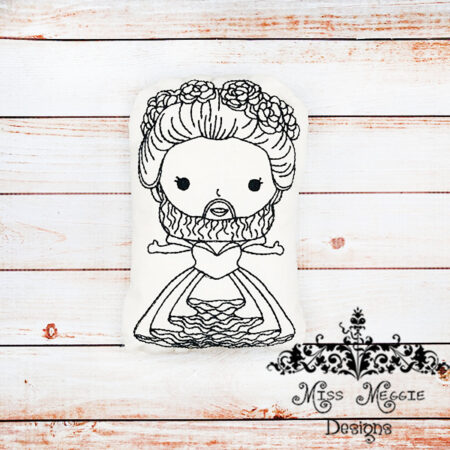 Doodle coloring Stuffie doll Beard Lady ITH Embroidery file