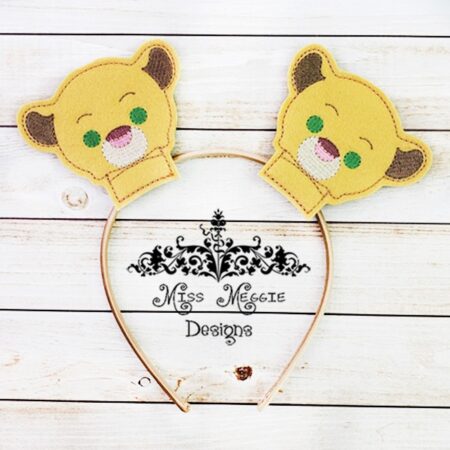 Puff Baby Lion Girl Headband Ears set ITH Embroidery design fil