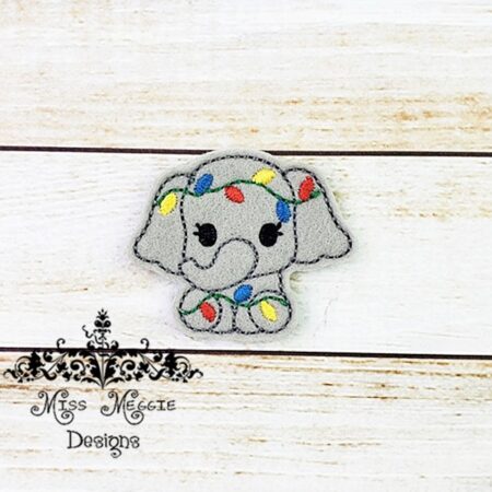 Elephant Christmas Lights  feltie ITH Embroidery design file