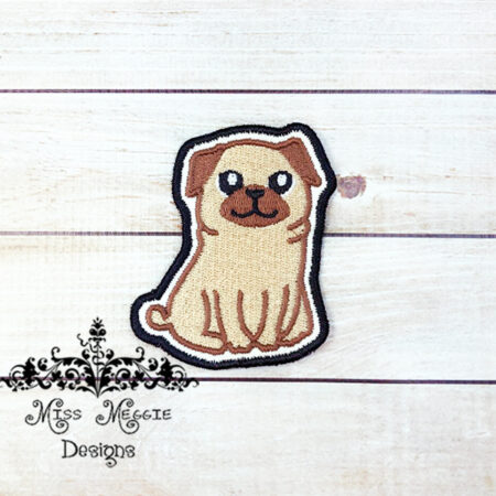 Pug Patch design fill ITH Embroidery design file