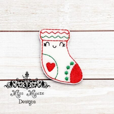 Christmas Kawaii Stocking feltie ITH Embroidery design file