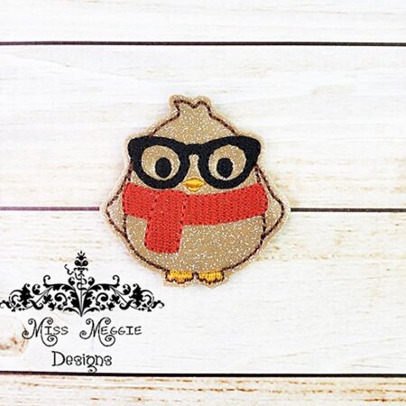 Nerdy Owl Geeky Glasses feltie ITH Embroidery design file