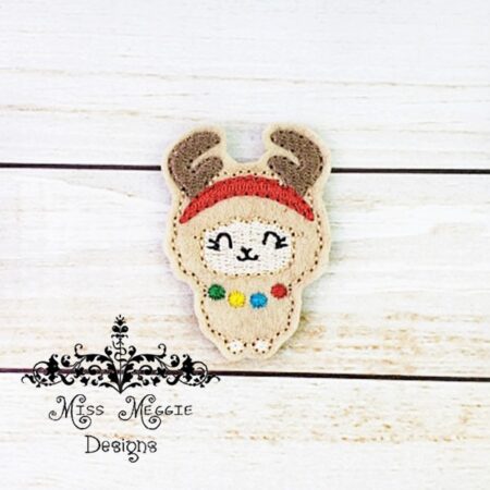 Llama Alpaca Reindeer antlers feltie ITH Embroidery design file