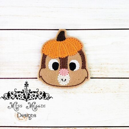 Chipmunk Pumpkin head  feltie ITH Embroidery design file