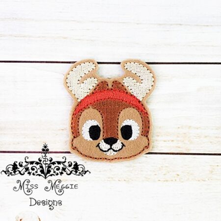 Chipmunk Reindeer Antlers feltie ITH Embroidery design file