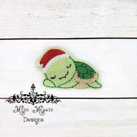 Sleeping Turtle Santa Hat feltie ITH Embroidery design file
