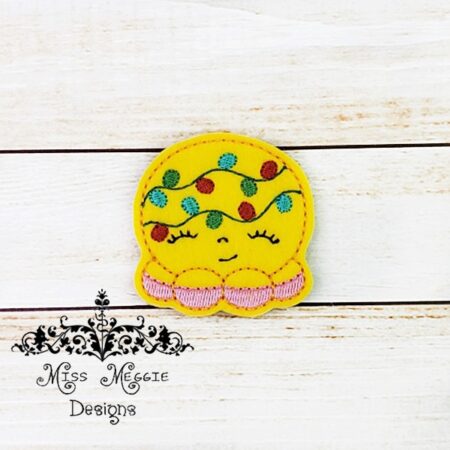 Chubby Fat Octopus Christmas lights feltie ITH Embroidery design