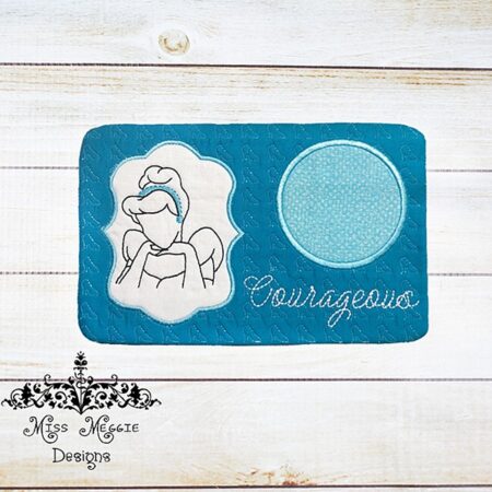 Princess C Courageous Mug Rug 2 sizes ITH Embroidery design file