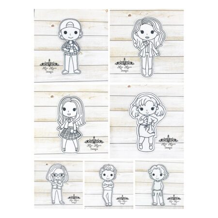 G Luke's Girls Flat coloring doll set ITH Embroidery design file