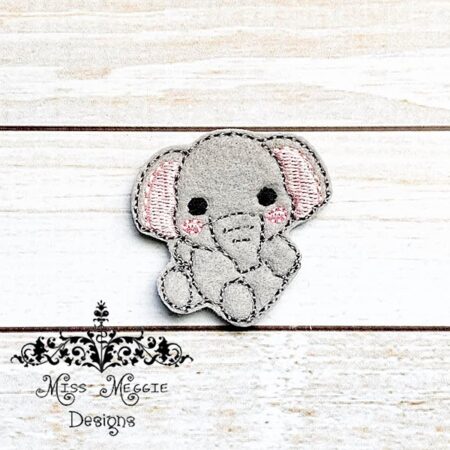 Bob the Elephant Sitting feltie ITH Embroidery design