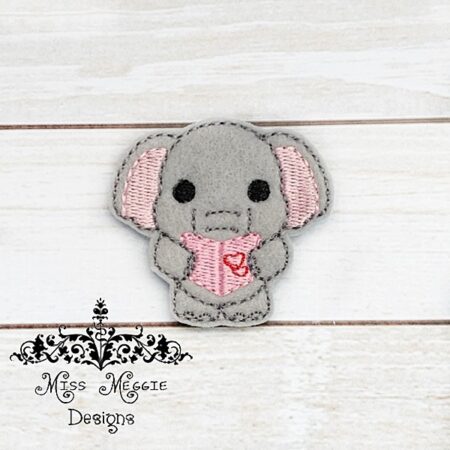 Elephant Valentine Card heart feltie ITH Embroidery design
