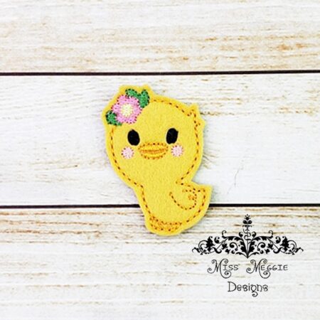 Spring Duck Duckie Flower  feltie ITH Embroidery design file